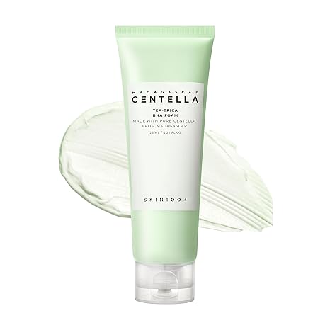 SKIN1004 Tea-Trica BHA Foam, Makeup Remover with Centella Asiatica & Tea Tree, Korean Face Cleanser for Oil & Sebum Balance, Cleansing Foam for Clearing Impurities, Korean Skin Care, 4.22 fl.oz /125ml