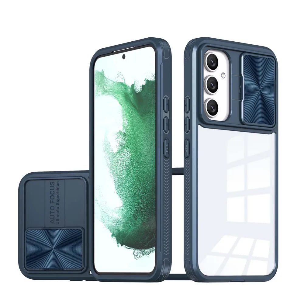 Transparent Slide Camera Lens Cap Case For Samsung Galaxy A14 A15 A35 A55 A05S A24 A34 A54 A33 A52 A32 A13 A23 Hard Full Cover