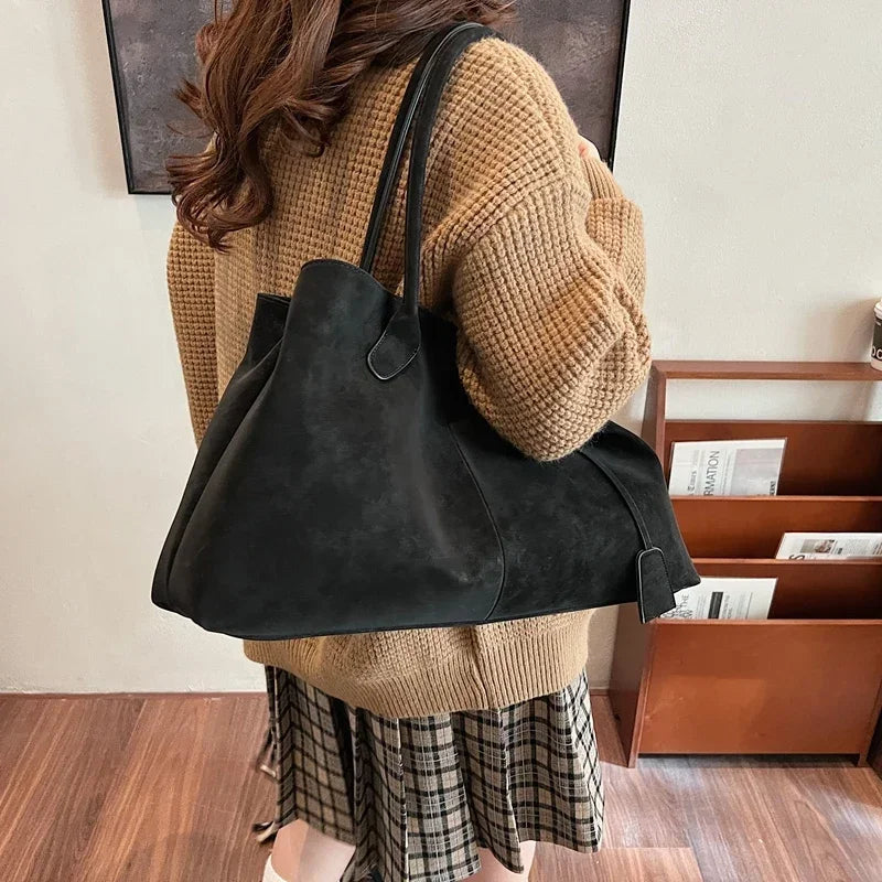 Shoulder Bag Woman PU Leather Large Luggage Bags Storage Bags Handbags Lady Fashion Designer Original Brand Females Retro Bags