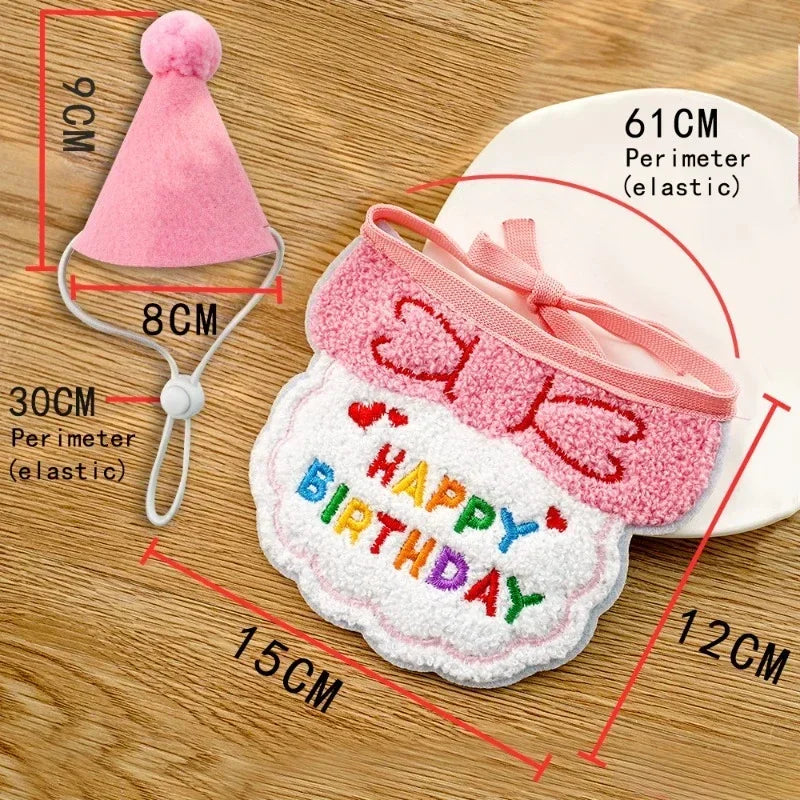 Cat Birthday Scarf Hat Set Dog Birthday Party Supplies Pet Scarf Cute Puppy Birthday Hat Scarf Decor for Small Medium Pets