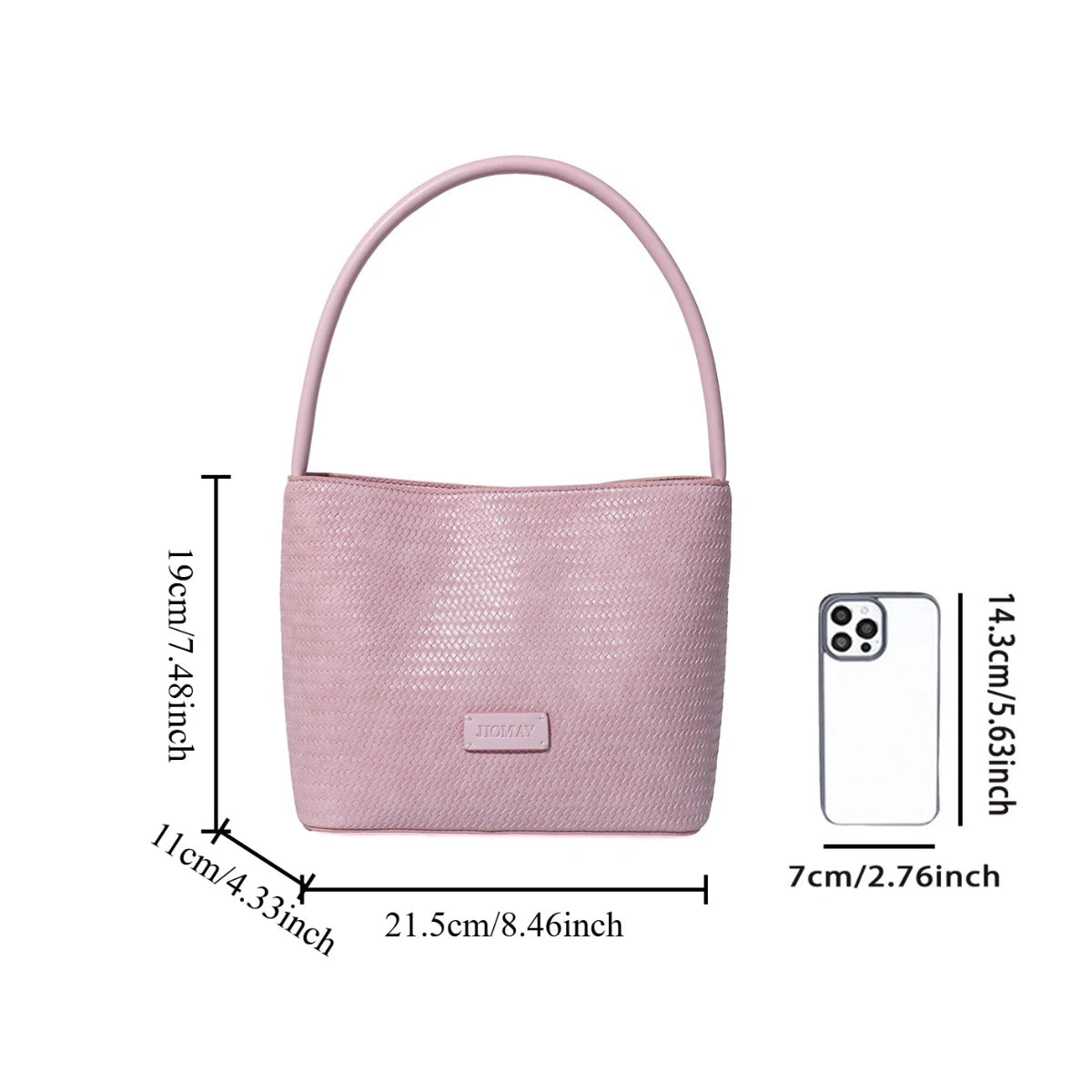 JIOMAY Trendy Women Bag Store Summer Woven Embossed Tote Bag for Women Versatile Basket Shoulder Purse Simple Top Handle Handbag