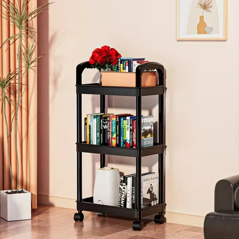 3/4-Tier Heavy Duty Rolling Storage Cart - Multi-functional Floor-Standing Trolley for Kitchen, Bathroom, Nursery, Bedroom, Thic