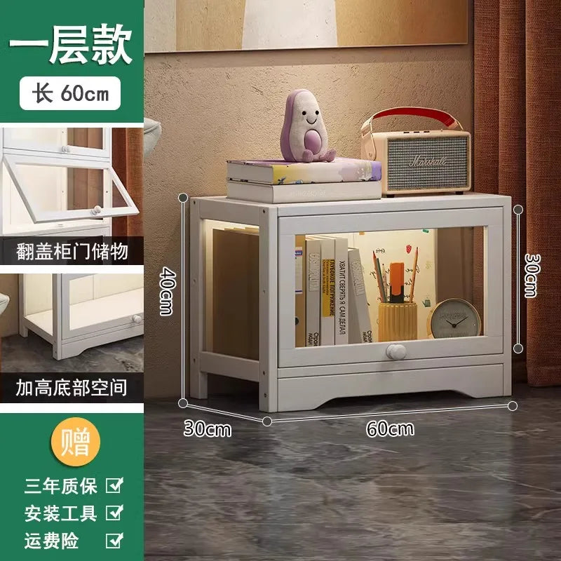 Modern Clear Acrylic Book Cabinet with Doors Dustproof Display Shelving Unit Multi-Function Storage Organizer for Living Room