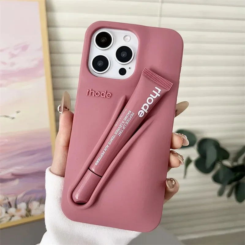 Brand Soft Silicone Case for IPhone 17 16 15 14 13 12 11 Pro Max Plus Air Lipstick Portable Phone Case Without Lip Gloss and Box