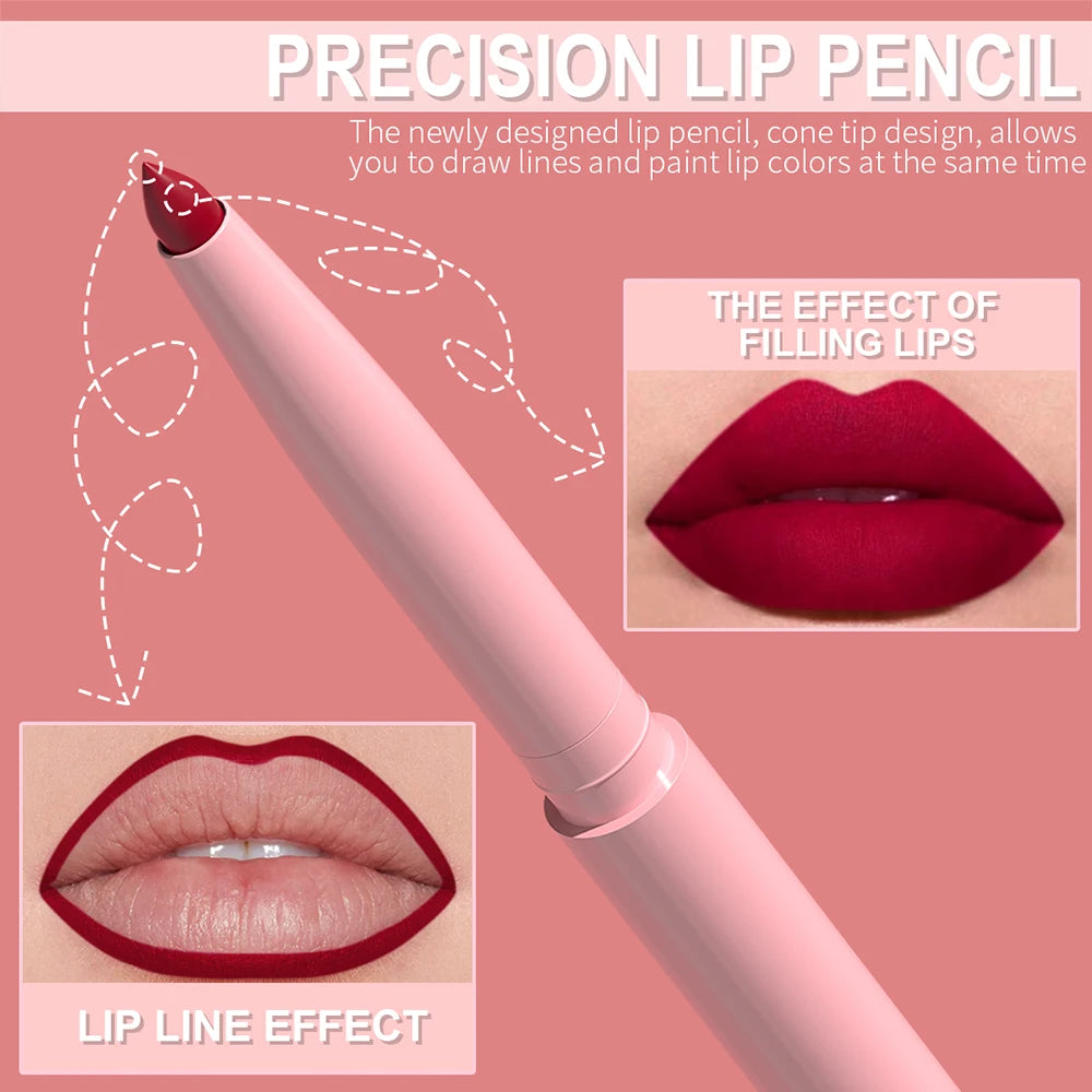 Matte Lip Liner Pencil 6 Colors Set: Lip Contour Waterproof Non-transfer Highly Pigmented Smooth Nude-pink Daily &  Party Makeup