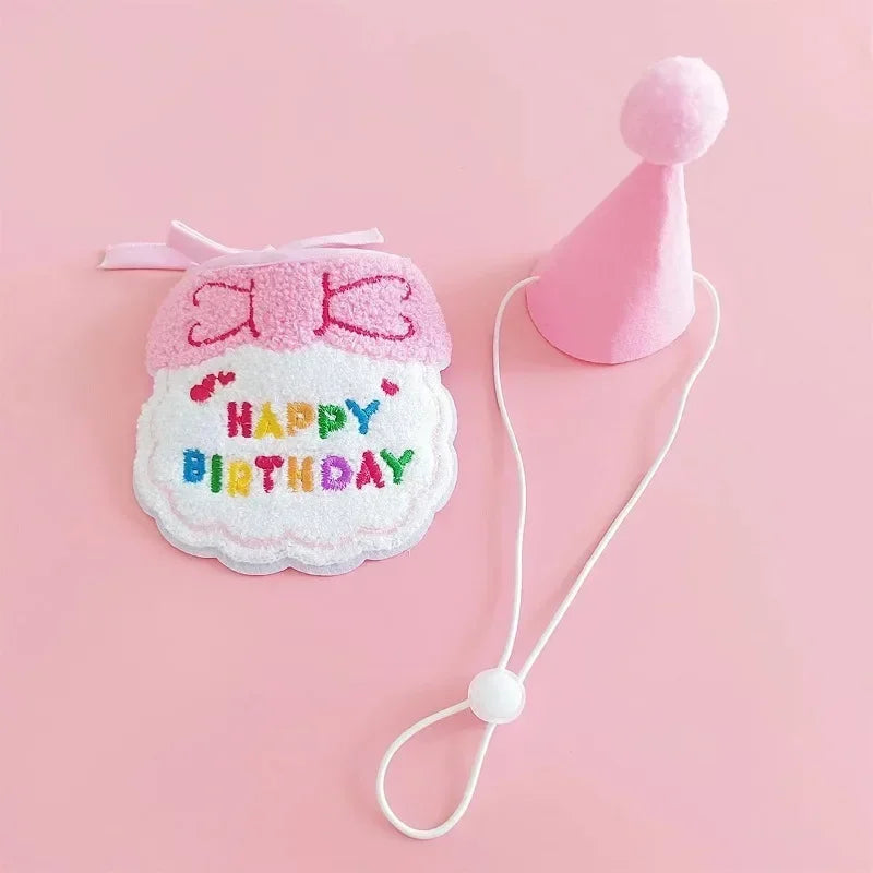 Cat Birthday Scarf Hat Set Dog Birthday Party Supplies Pet Scarf Cute Puppy Birthday Hat Scarf Decor for Small Medium Pets