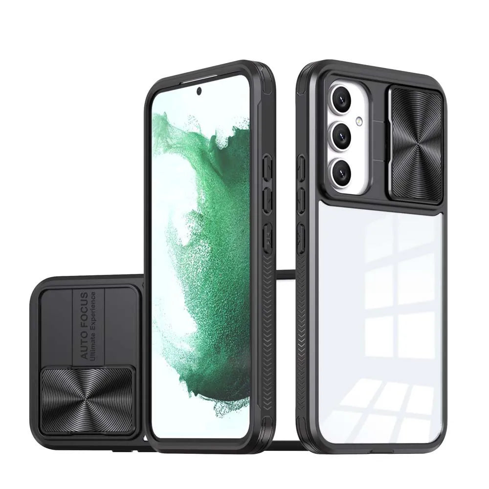 Transparent Slide Camera Lens Cap Case For Samsung Galaxy A14 A15 A35 A55 A05S A24 A34 A54 A33 A52 A32 A13 A23 Hard Full Cover