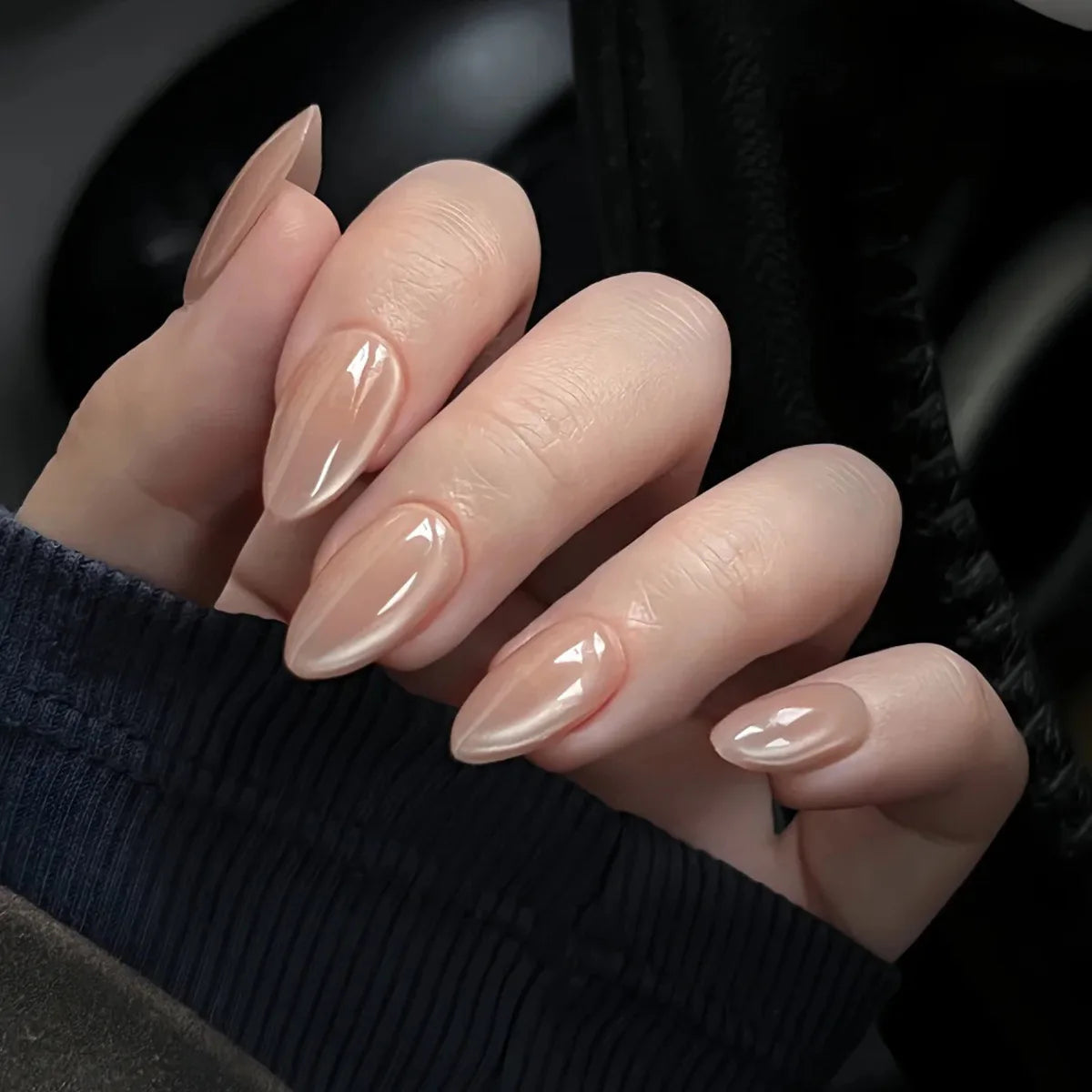 24pcs Pink Almond Press on Nails Flower Pattern False Nails Wearable Stick-on Nails Fake Nail Uñas Postizas Накладные Ногти 네일팁