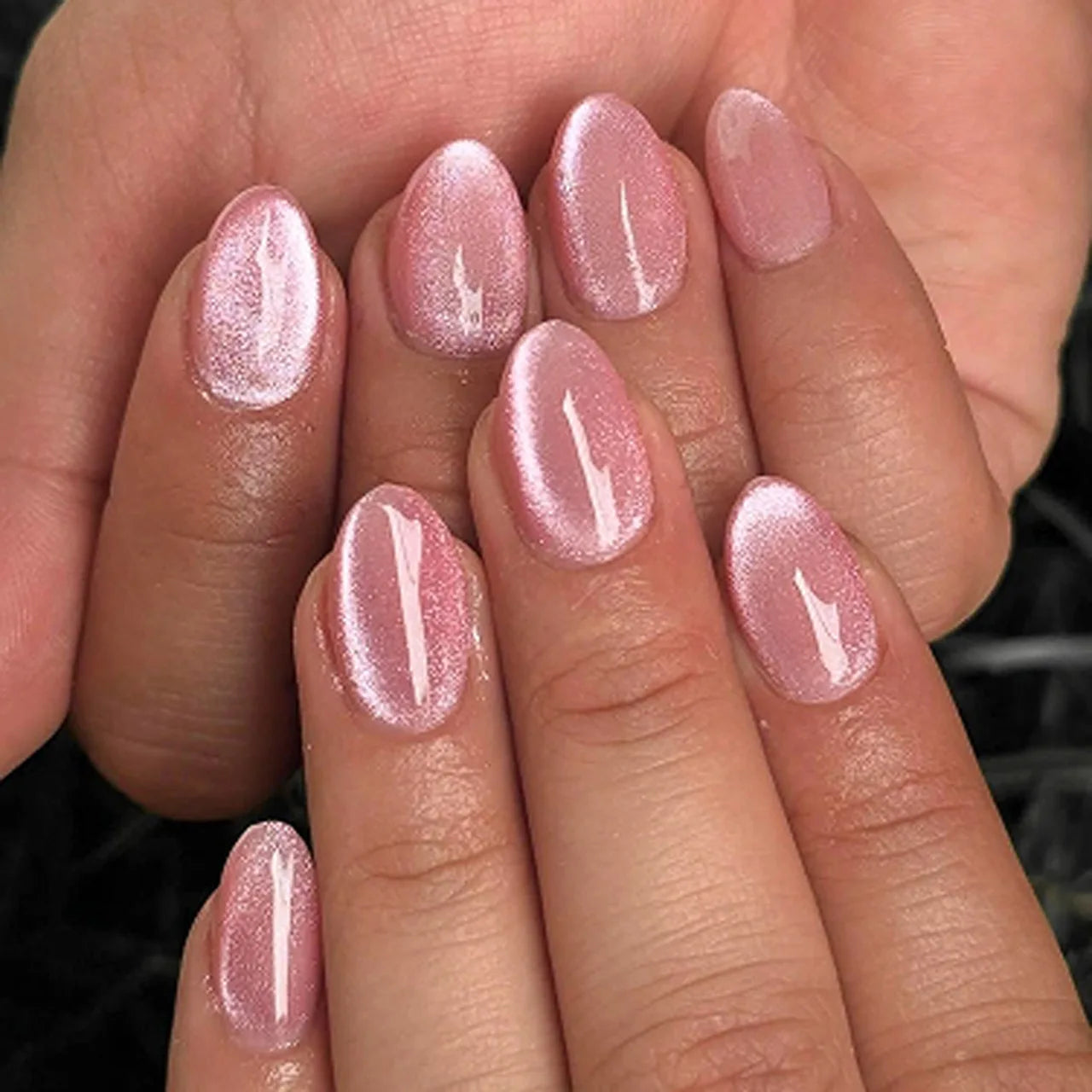 24Pcs Short Oval Head Blush Pink Press on Nails with Simple Designs Almond Nails Wearable Acrylic Full Cover Nail Tips with Glue