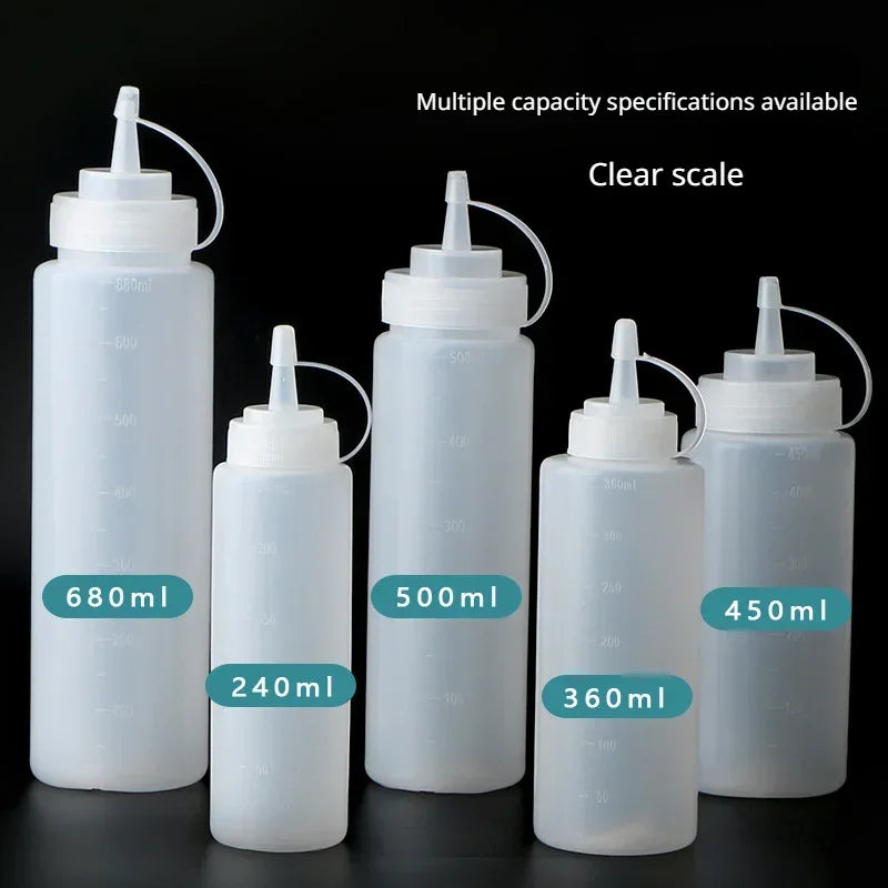 Ketchup BBQ Sauces Olive Oil Bottle Large Squeeze Condiment Bottles with NozzlesDispenser Squeeze Sauce Bottle Kitchen Gadget