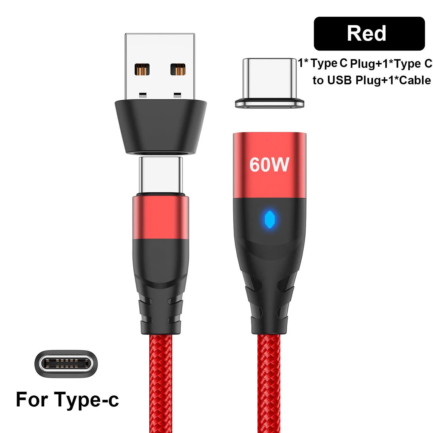 60W Magnetic Cable Fast Charging USB C To TypeC Micro Magnetic Data Cord For iPhone Samsung Magnet Charger Wire USB A Adapter