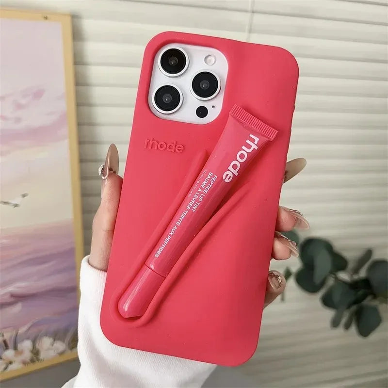 Brand Soft Silicone Case for IPhone 17 16 15 14 13 12 11 Pro Max Plus Air Lipstick Portable Phone Case Without Lip Gloss and Box