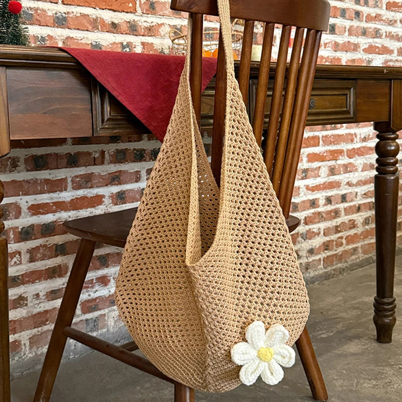 Trendy Hollow Out Weave Straw Bag Bohemian Style Beach Handbag Hollow Tote Bag Large Capacity Lazy Style Beach Bag Shopping