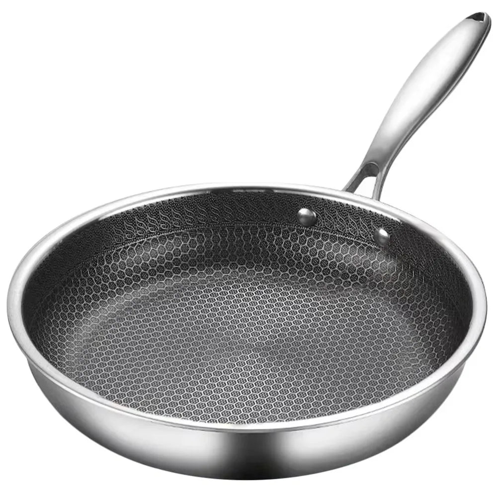 26/28/30cm Frying Pan Stainless Steel Multi-functional NonStick Pan Non-coated Thickened Honeycomb Pot Gas Induction Cooker