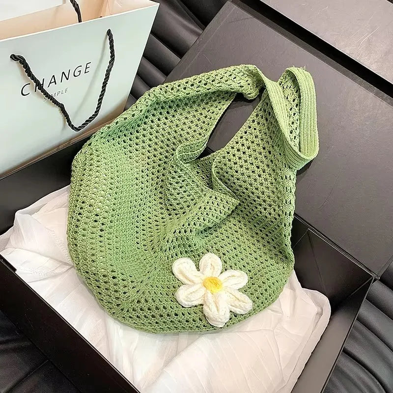 Trendy Hollow Out Weave Straw Bag Bohemian Style Beach Handbag Hollow Tote Bag Large Capacity Lazy Style Beach Bag Shopping