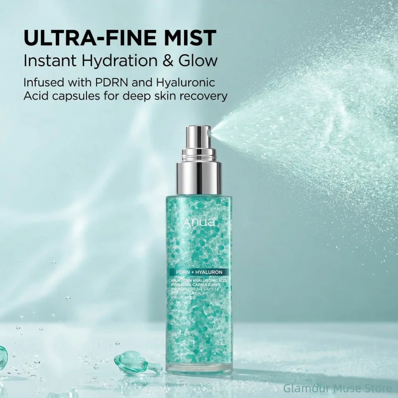 Korean PDRN Glow Facial Serum Spray,Face Hydrating Mist,Hyaluronic Acid Radiant Essence Firming Care Beauty Products Face Care