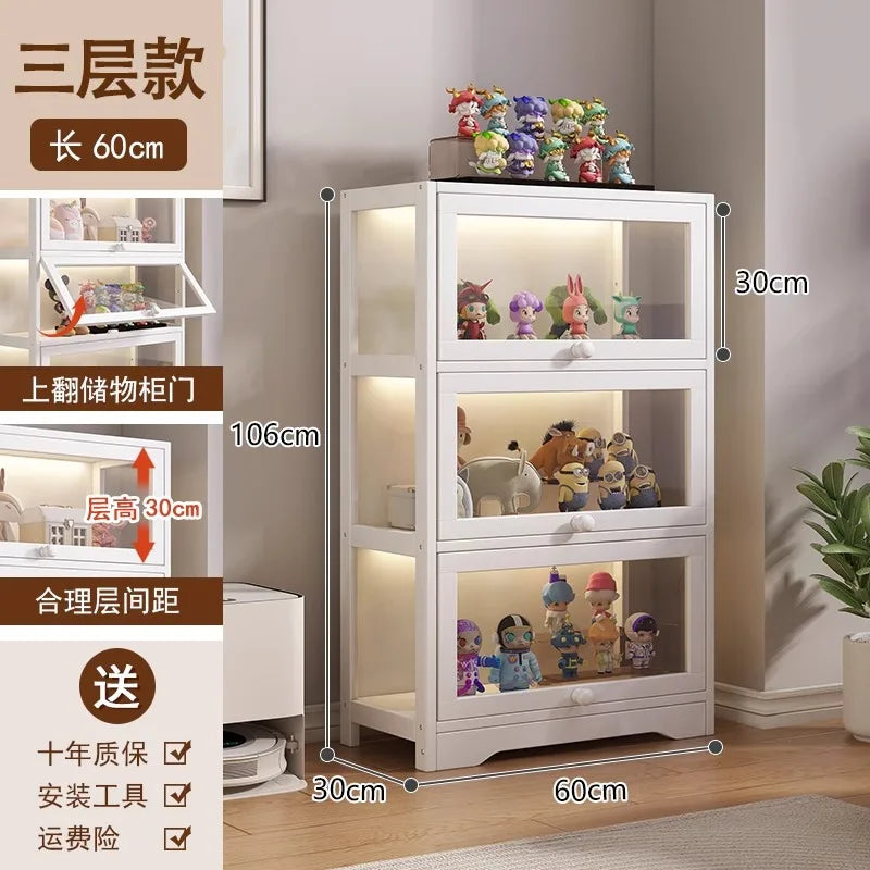 Modern Clear Acrylic Book Cabinet with Doors Dustproof Display Shelving Unit Multi-Function Storage Organizer for Living Room
