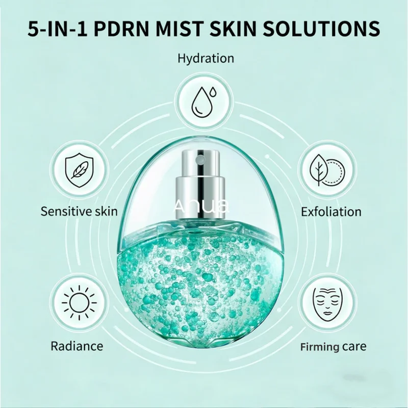 Korean PDRN Glow Facial Serum Spray,Face Hydrating Mist,Hyaluronic Acid Radiant Essence Firming Care Beauty Products Face Care