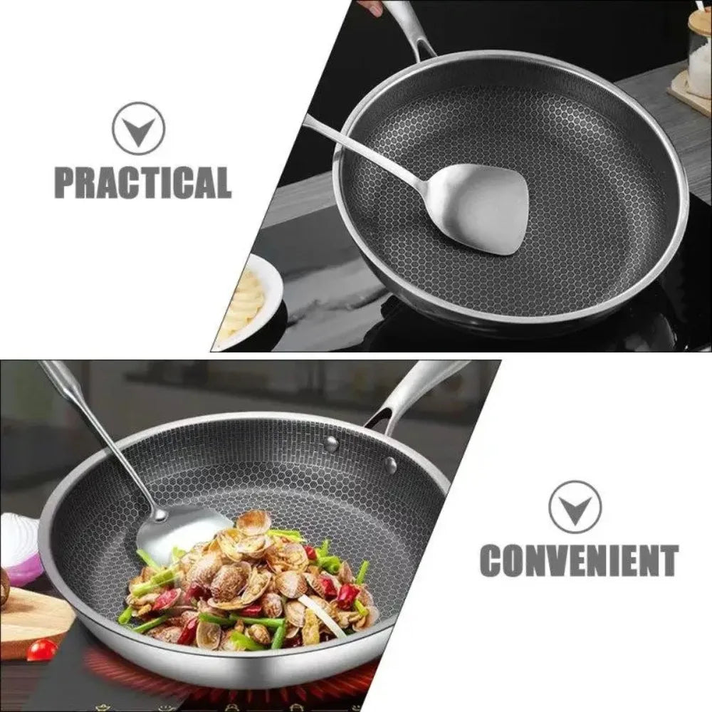 26/28/30cm Frying Pan Stainless Steel Multi-functional NonStick Pan Non-coated Thickened Honeycomb Pot Gas Induction Cooker