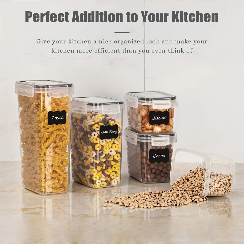 12-Piece Food Storage Containers with Lids, Plastic Kitchen Pantry Organizers for Dry Goods Flour Sugar