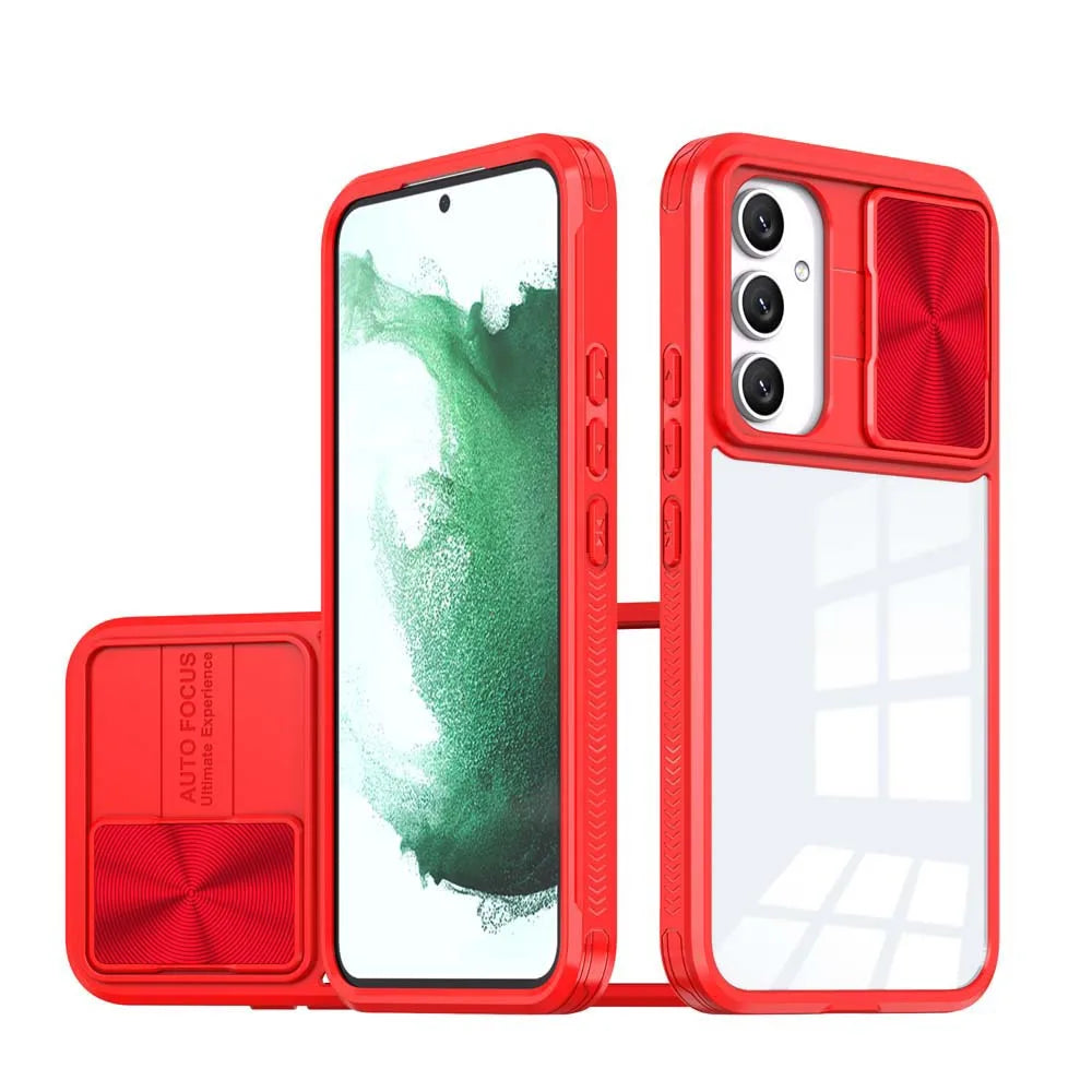 Transparent Slide Camera Lens Cap Case For Samsung Galaxy A14 A15 A35 A55 A05S A24 A34 A54 A33 A52 A32 A13 A23 Hard Full Cover