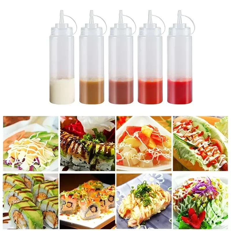 Ketchup BBQ Sauces Olive Oil Bottle Large Squeeze Condiment Bottles with NozzlesDispenser Squeeze Sauce Bottle Kitchen Gadget