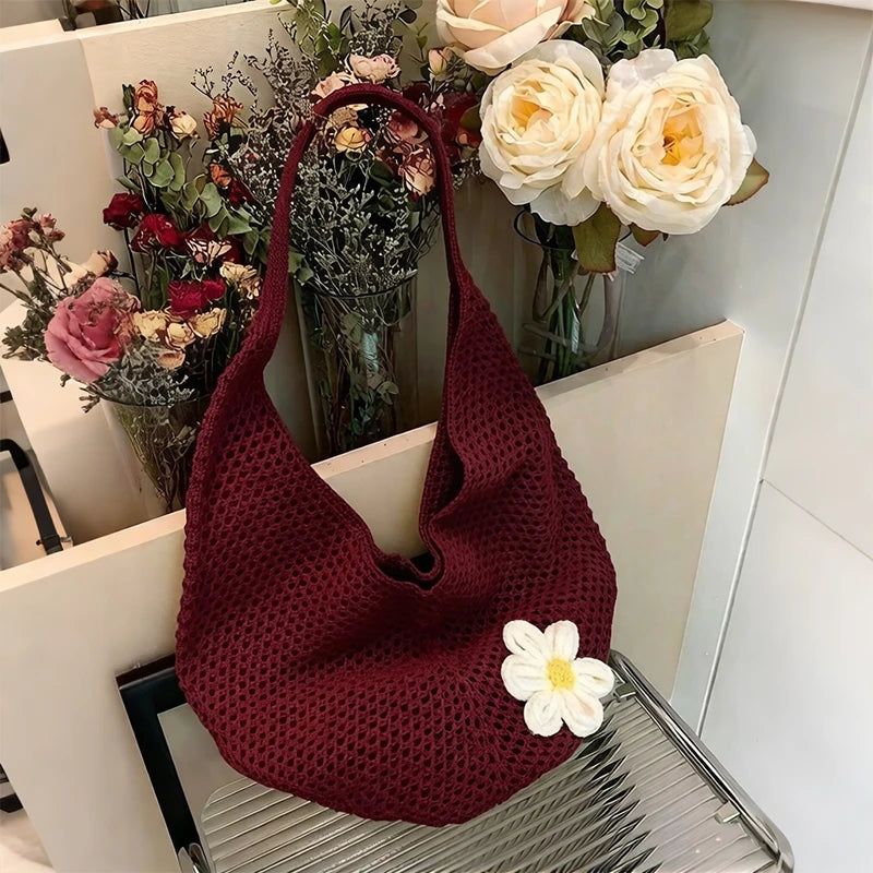 Trendy Hollow Out Weave Straw Bag Bohemian Style Beach Handbag Hollow Tote Bag Large Capacity Lazy Style Beach Bag Shopping
