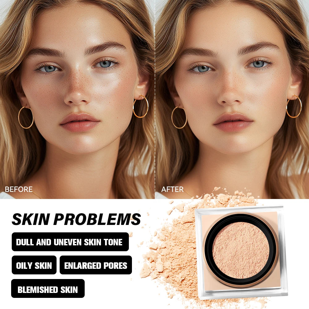Loose Baking&Setting Powder Long Lasting Oil Control Natural Face Matte Waterproof Brighten Loose Powder Makeup Cosmetics