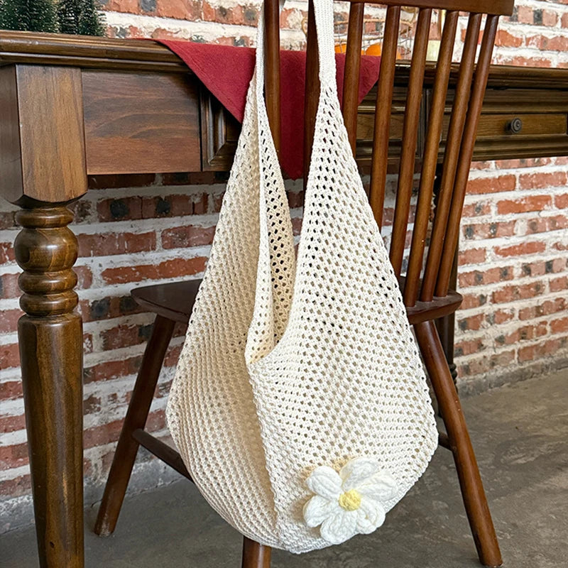 Trendy Hollow Out Weave Straw Bag Bohemian Style Beach Handbag Hollow Tote Bag Large Capacity Lazy Style Beach Bag Shopping