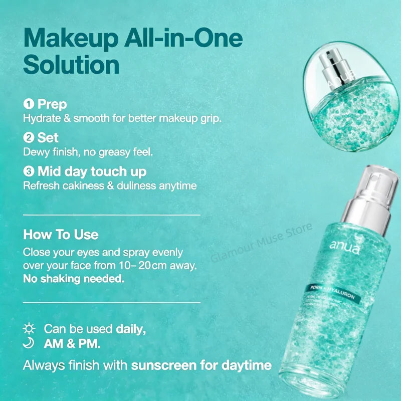 Korean PDRN Glow Facial Serum Spray,Face Hydrating Mist,Hyaluronic Acid Radiant Essence Firming Care Beauty Products Face Care