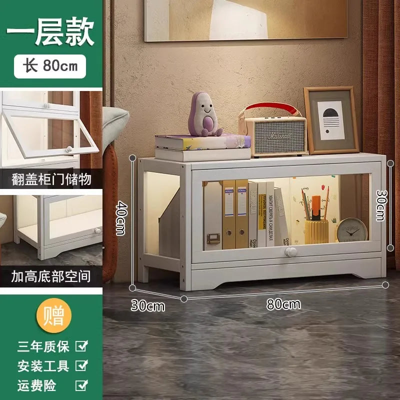 Modern Clear Acrylic Book Cabinet with Doors Dustproof Display Shelving Unit Multi-Function Storage Organizer for Living Room