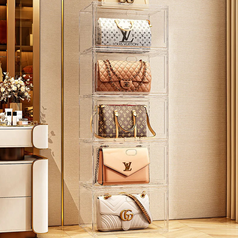 Thick shoe box, fully transparent magnetic shoe storage box, multi-layer stacked shoe cabinet, plastic shoe rack, large shoe box