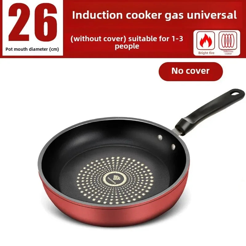 New Crystal Diamond Non-Stick Pan with Lid Multi-functional Frying Pan Iron Easy to Clean Kitchen Cookware Gas Induction Cooker
