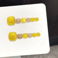 10Pcs Handmade Nails Yellow Gradient with Fine Glitter and Rhinestones—High-Quality Press-On Summer Nail Tips Perfect for Girls