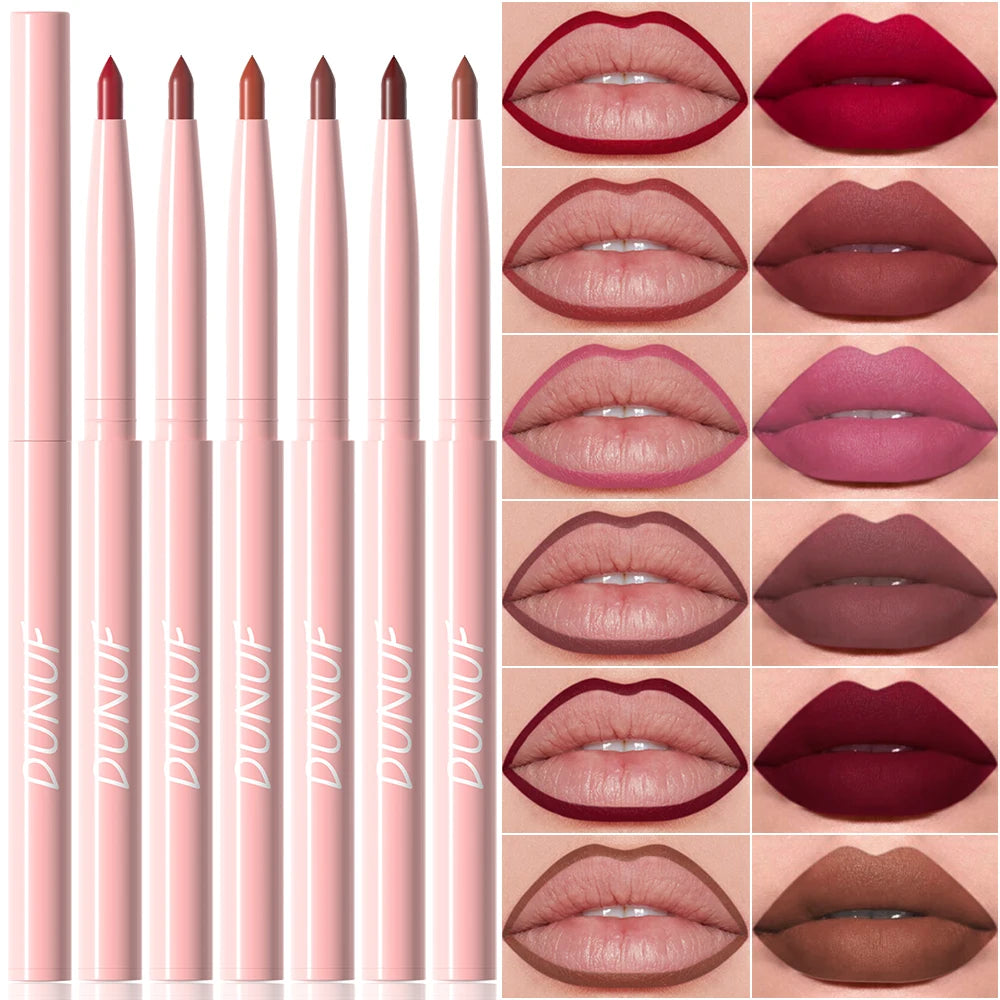 Matte Lip Liner Pencil 6 Colors Set: Lip Contour Waterproof Non-transfer Highly Pigmented Smooth Nude-pink Daily &  Party Makeup