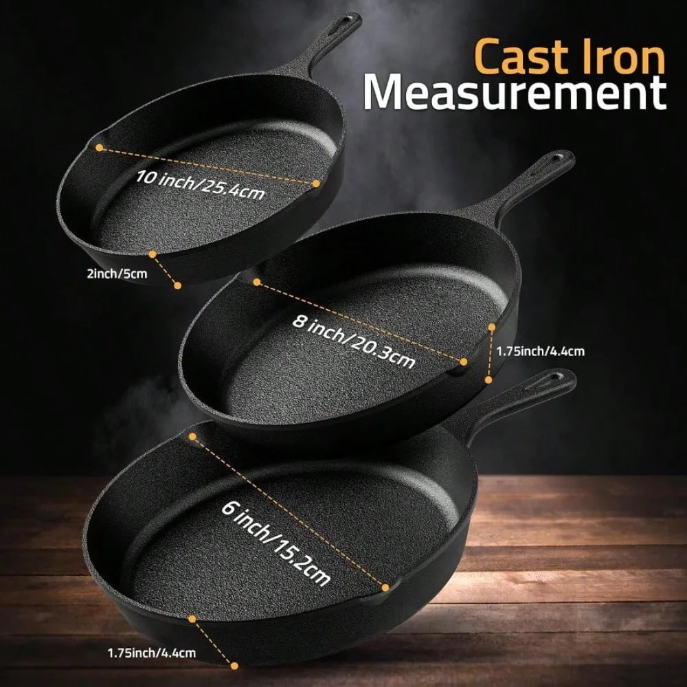 Cast Iron Frying Pan Non-Stick Skillet for Cooking, Omelettes, and Pancakes – Induction-Compatible Kitchen Cookware