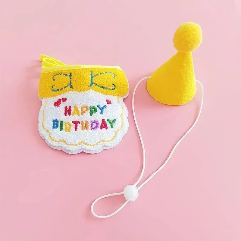 Cat Birthday Scarf Hat Set Dog Birthday Party Supplies Pet Scarf Cute Puppy Birthday Hat Scarf Decor for Small Medium Pets