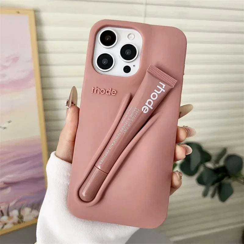 Brand Soft Silicone Case for IPhone 17 16 15 14 13 12 11 Pro Max Plus Air Lipstick Portable Phone Case Without Lip Gloss and Box