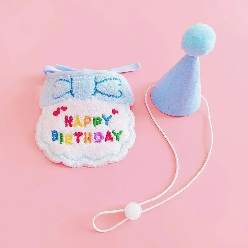 Cat Birthday Scarf Hat Set Dog Birthday Party Supplies Pet Scarf Cute Puppy Birthday Hat Scarf Decor for Small Medium Pets