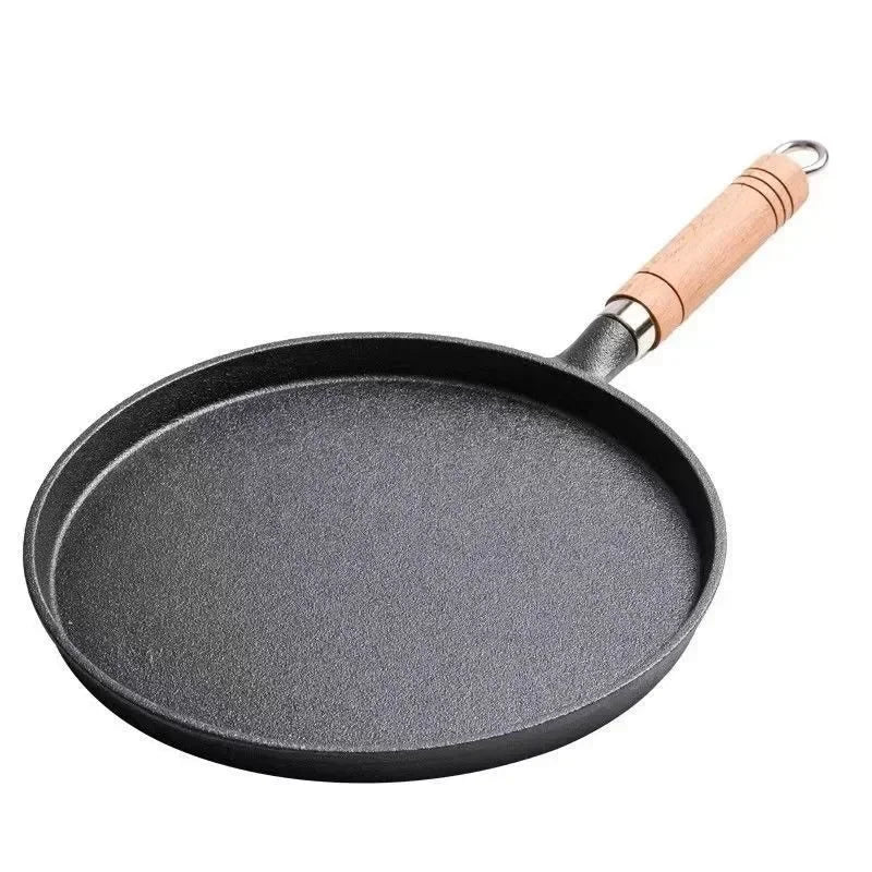 23cm Cast Iron Frying Pan Uncoated Non-stick Egg Pancake Pan Crepe Maker Steak Frying Pot Gas Induction Cooker Kitchen Cookware