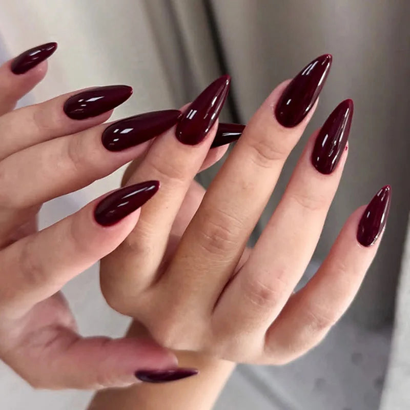 24Pcs Short Oval Head Blush Pink Press on Nails with Simple Designs Almond Nails Wearable Acrylic Full Cover Nail Tips with Glue
