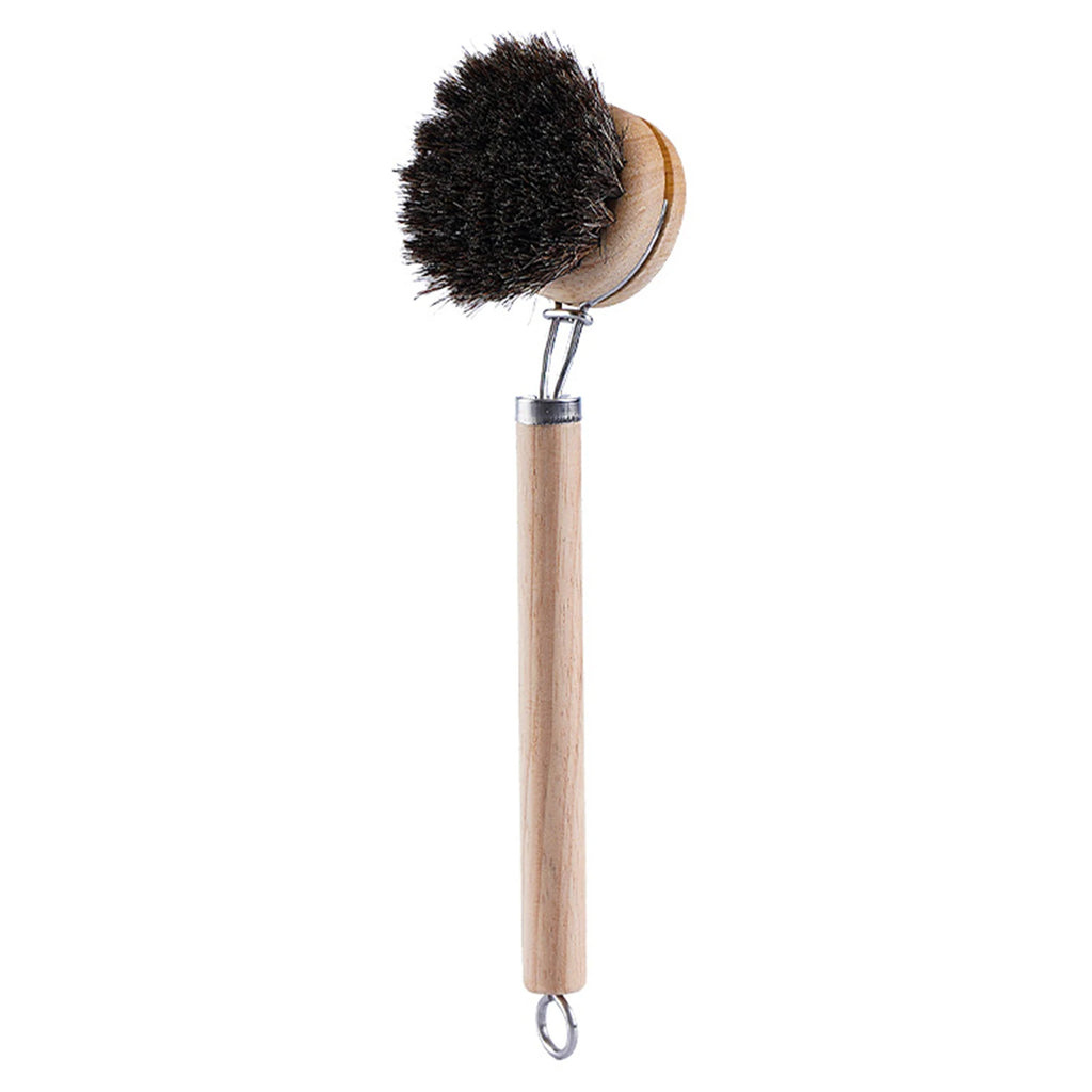 Replaceable Dish Brush Wooden Handle Stain Remove Pot Brush Portable Household Cleaning Scrub Brushes Kitchen Accessories