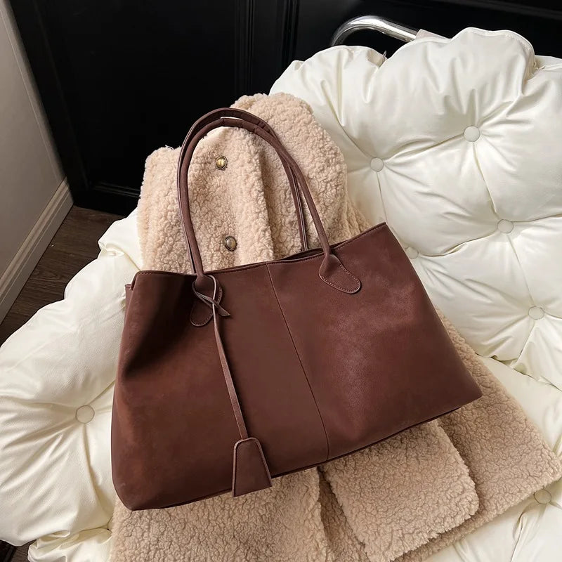 Shoulder Bag Woman PU Leather Large Luggage Bags Storage Bags Handbags Lady Fashion Designer Original Brand Females Retro Bags