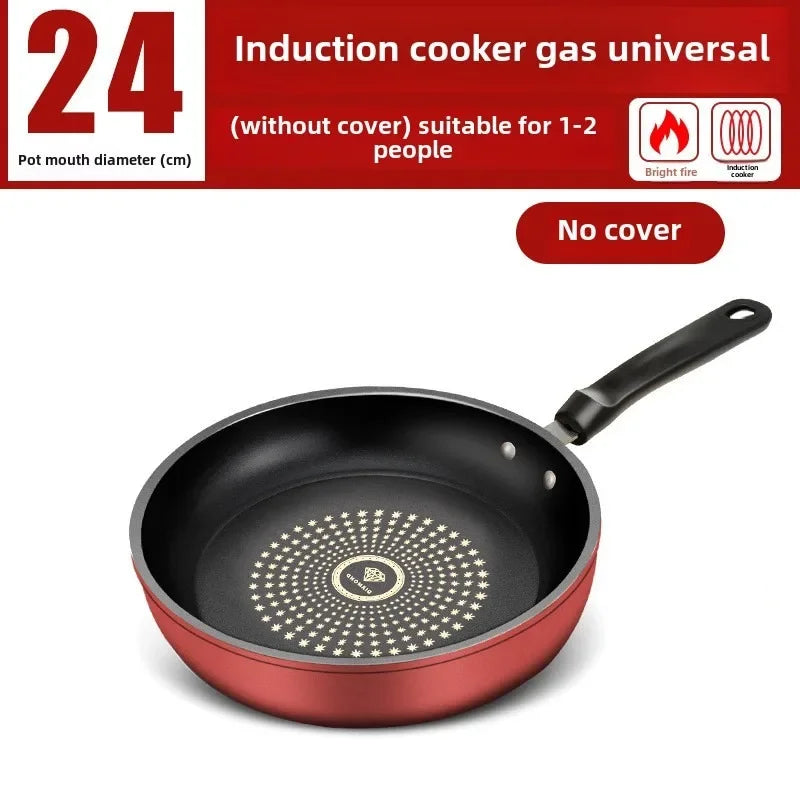 New Crystal Diamond Non-Stick Pan with Lid Multi-functional Frying Pan Iron Easy to Clean Kitchen Cookware Gas Induction Cooker