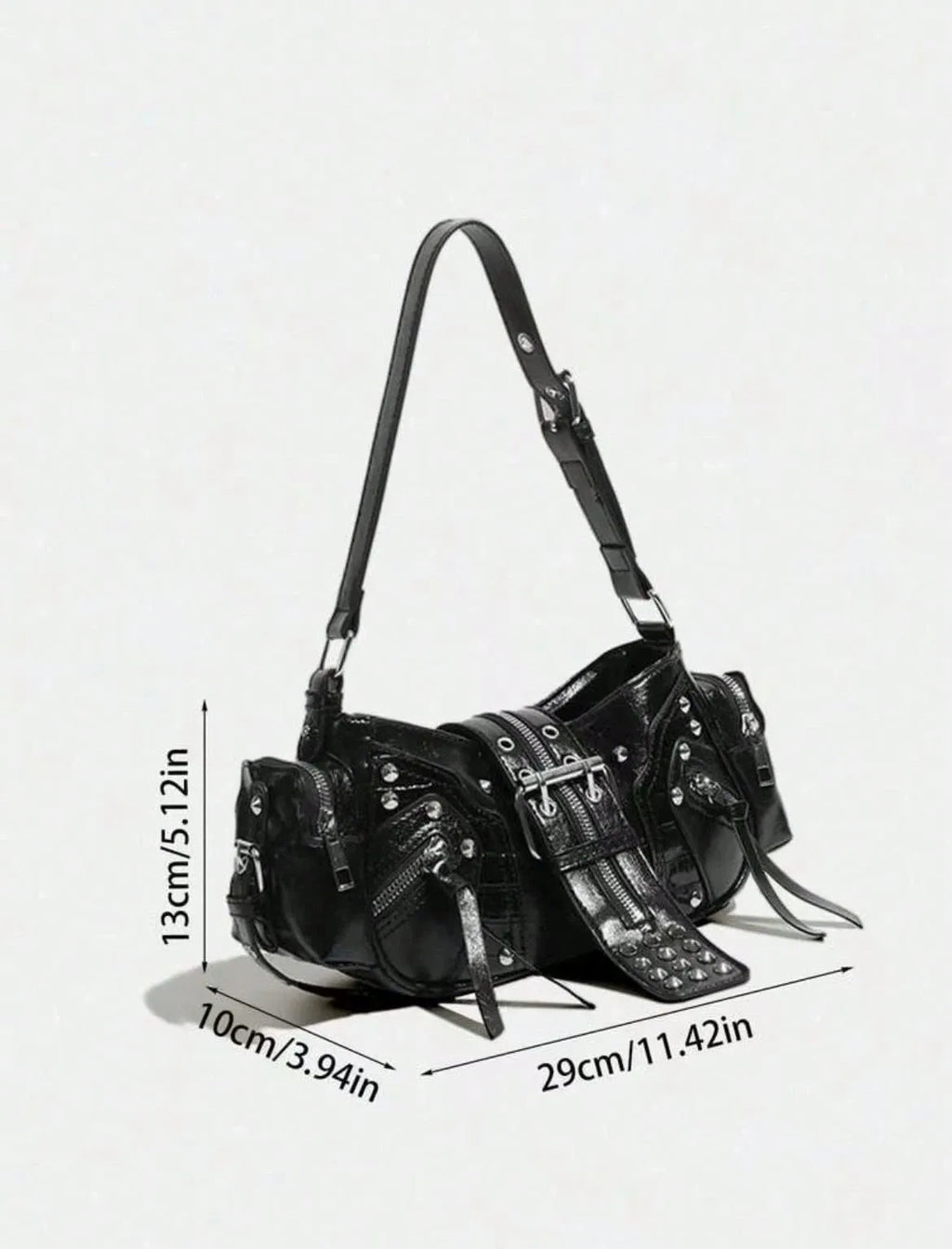 Vintage Y2K Oil-Wax Leather Motorcycle Bag, Cyberpunk Gothic Punk Crossbody Shoulder Purse