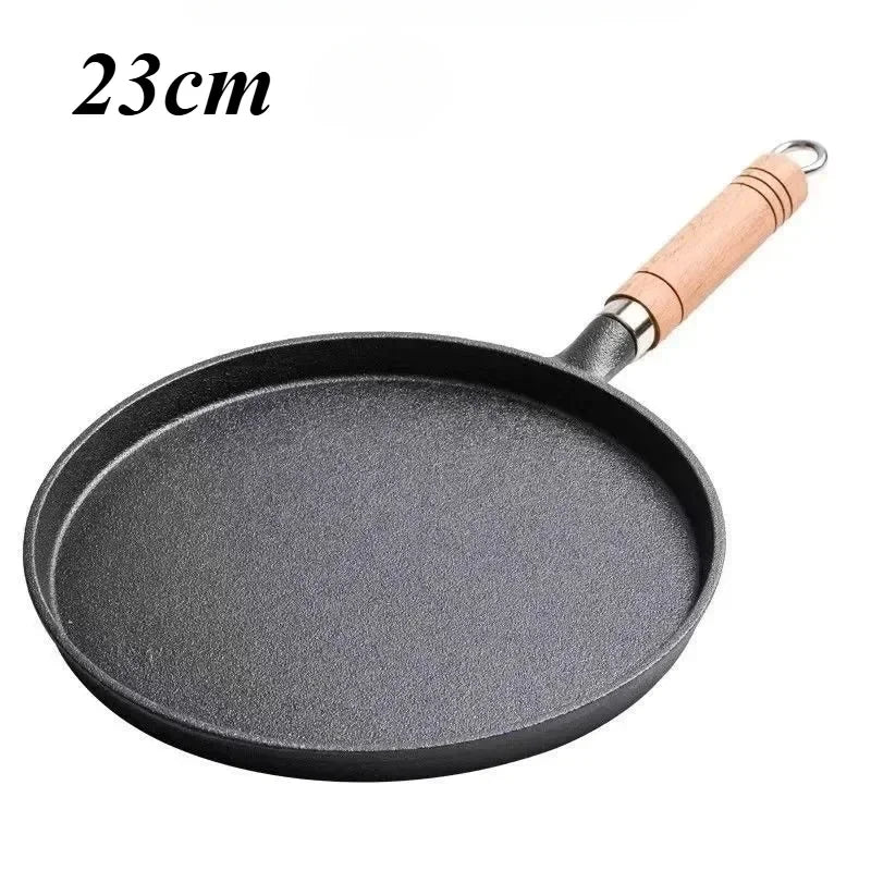 23cm Cast Iron Frying Pan Uncoated Non-stick Egg Pancake Pan Crepe Maker Steak Frying Pot Gas Induction Cooker Kitchen Cookware