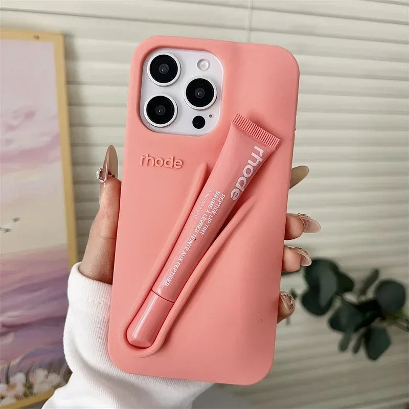 Brand Soft Silicone Case for IPhone 17 16 15 14 13 12 11 Pro Max Plus Air Lipstick Portable Phone Case Without Lip Gloss and Box