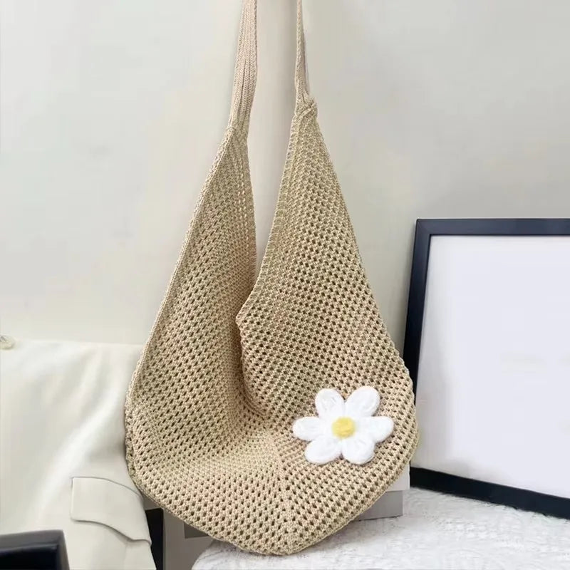 Trendy Hollow Out Weave Straw Bag Bohemian Style Beach Handbag Hollow Tote Bag Large Capacity Lazy Style Beach Bag Shopping