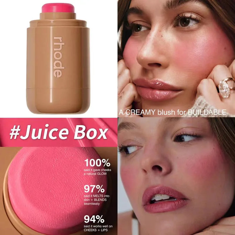 RHODE Brand skin Balm Jelly Bean Lip Gloss Spicy Marg Juice Box Pocket Blush Stick Non-fading Waterproof Blusher Moisturizing Lipstick