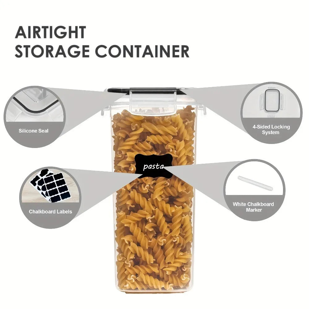 12-Piece Food Storage Containers with Lids, Plastic Kitchen Pantry Organizers for Dry Goods Flour Sugar